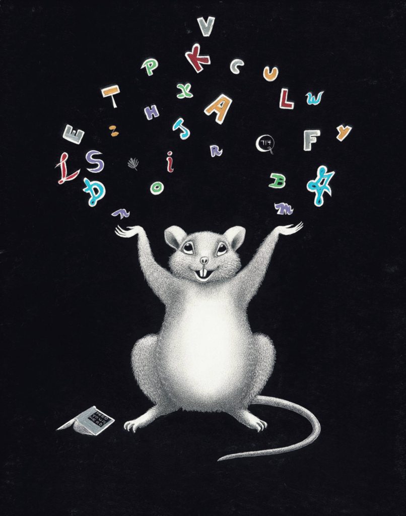 a mouse with letters on it