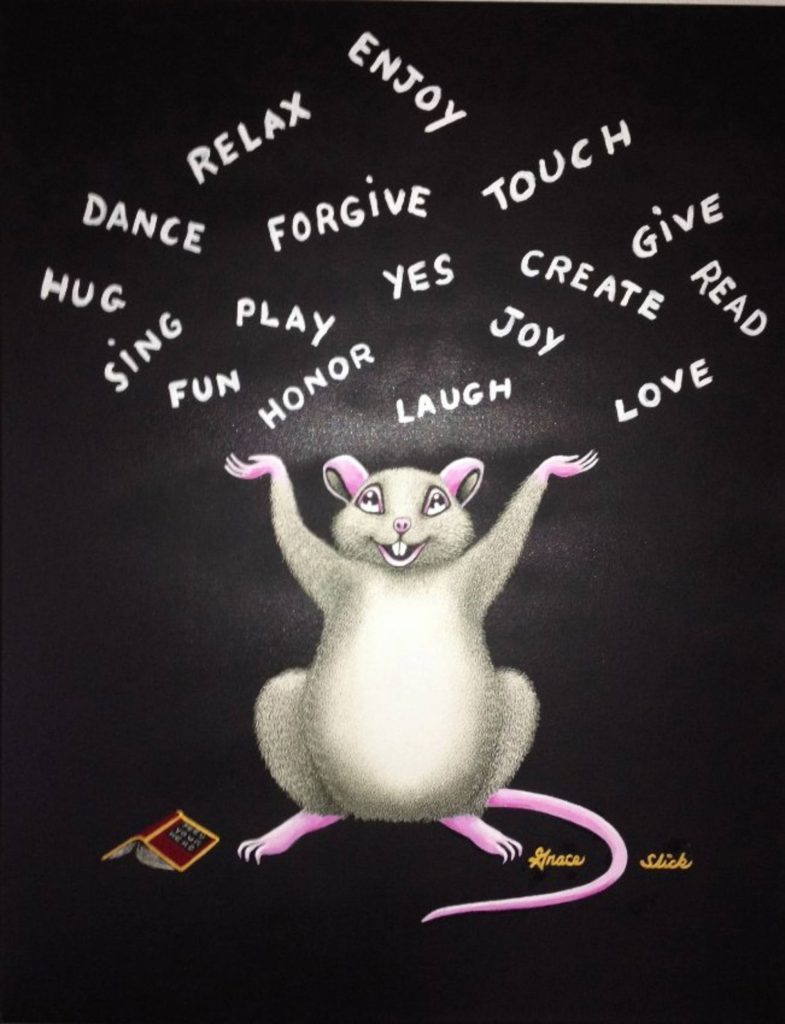 a mouse with words on it