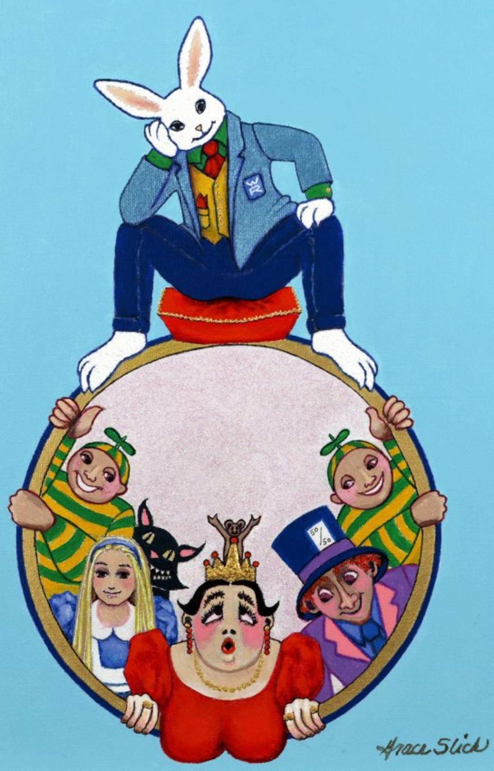 a cartoon of a clown sitting on a circle