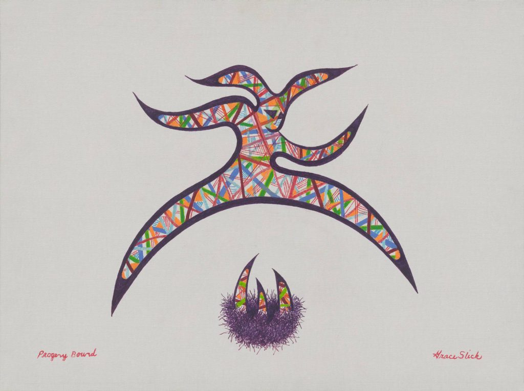 a drawing of a bird with a ball of paint